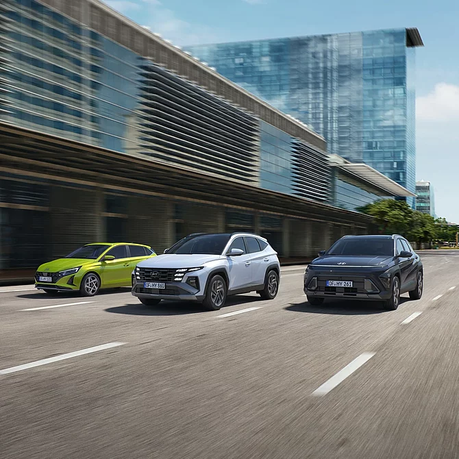 Hyundai I20, Hyundai Kona und Hyundai Tucson Header